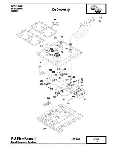 Pièces détachées DE DIETRICH DTE526XU1 7X9422 Annee 0 7X9422 