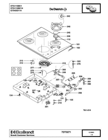 Pièces détachées DE DIETRICH DTG115BE1 7DT0271 Annee 0 7DT0271 