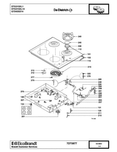 Pièces détachées DE DIETRICH DTG315XL1 7DT0877 7DT0861 Annee 0 7DT0877 