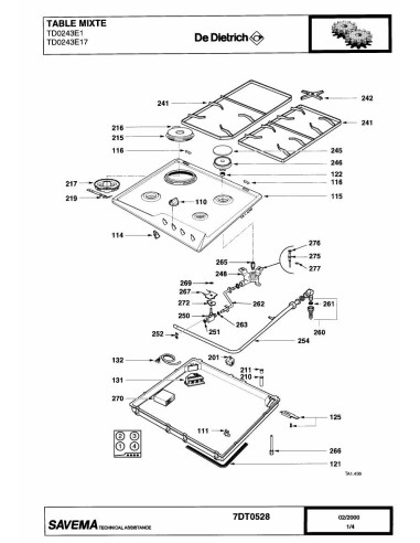 Pièces détachées DE DIETRICH TD0243E1 7DT0407 7DT0528 Annee 0 7DT0528 