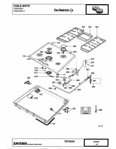 Pièces détachées DE DIETRICH TD0543E1 7DT0493 7DT0529 Annee 0 7DT0529 