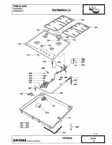 Pièces détachées DE DIETRICH TD2240E1 7DT0371 7DT0402 7DT0532 Annee 0 7DT0532 