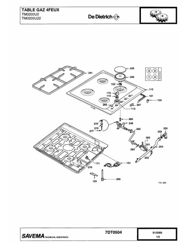 Pièces détachées DE DIETRICH TM0200U2 7DT0504 Annee 0 7DT0504 