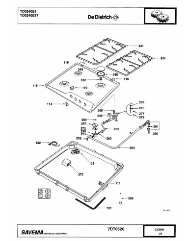 Pièces détachées DE DIETRICH TM0240E2 7DT0497 7DT0526 Annee 0 7DT0526 