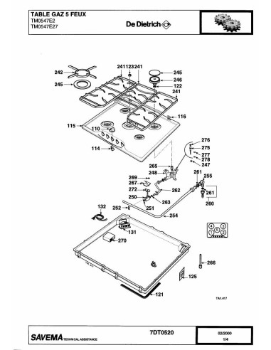 Pièces détachées DE DIETRICH TM0547E2 7DT0457 7DT0520 7DT0889 Annee 0 7DT0520 