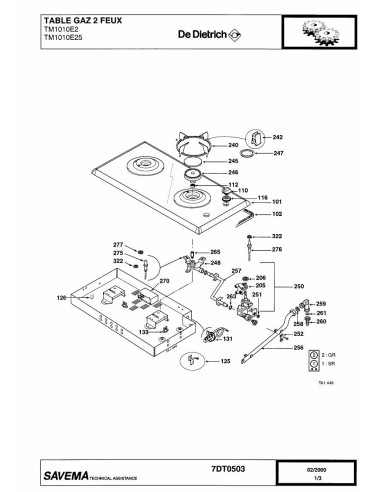 Pièces détachées DE DIETRICH TM1010E2 7DT0453 7DT0482 7DT0503 Annee 0 7DT0503 
