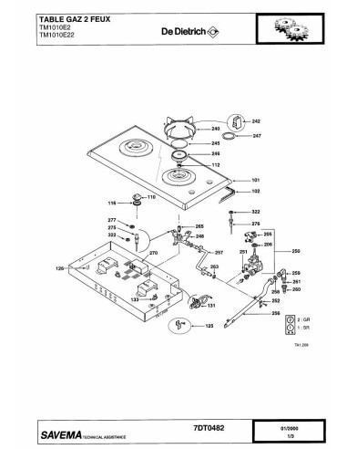 Pièces détachées DE DIETRICH TM1010E2 7DT0453 7DT0482 7DT0503 Annee 0 7DT0482 