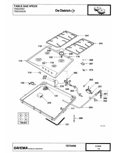 Pièces détachées DE DIETRICH TM2240E2 7DT0496 Annee 0 7DT0496 