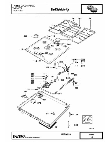 Pièces détachées DE DIETRICH TM2547E2 7DT0487 7DT0519 Annee 0 7DT0519 
