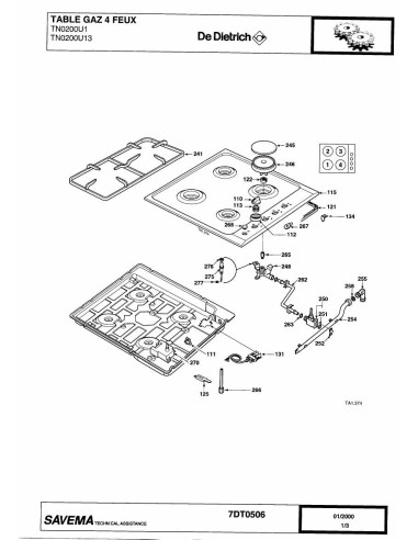 Pièces détachées DE DIETRICH TN0200U1 7DT0506 REP-006329 Annee 0 7DT0506 
