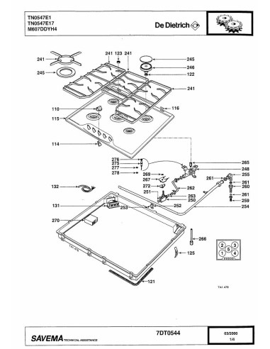 Pièces détachées DE DIETRICH TN0547E1 7DT0544 Annee 0 7DT0544 