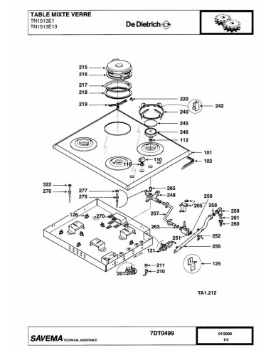 Pièces détachées DE DIETRICH TN1513E1 7DT0502 7DT0499 Annee 0 7DT0499 