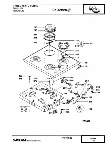 Pièces détachées DE DIETRICH TN1513E1 7DT0499 7DT0502 Annee 0 7DT0502 