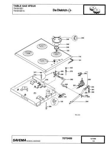 Pièces détachées DE DIETRICH TN1810E1 7DT0401 7DT0480 7DT0489 Annee 0 7DT0489 