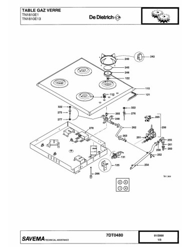 Pièces détachées DE DIETRICH TN1810E1 7DT0401 7DT0480 7DT0489 Annee 0 7DT0480 