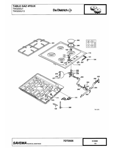 Pièces détachées DE DIETRICH TW0200U1 7DT0505 REP-006330 Annee 0 7DT0505 