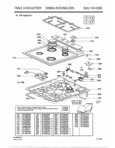 Pièces détachées DE DIETRICH TW0230E1 7DT0232 Annee 0 7DT0232 