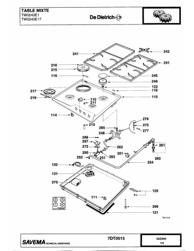 Pièces détachées DE DIETRICH TW0243E1 7DT0492 7DT0515 REP-006386 Annee 0 7DT0515 