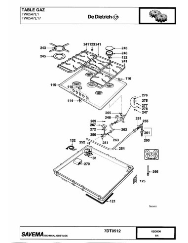 Pièces détachées DE DIETRICH TW0547E1 7DT0512 REP-006338 Annee 0 7DT0512 
