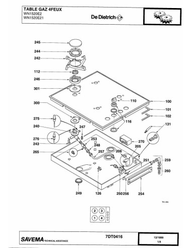 Pièces détachées DE DIETRICH WN1520E2B 7DT0416 Annee 0 7DT0416 