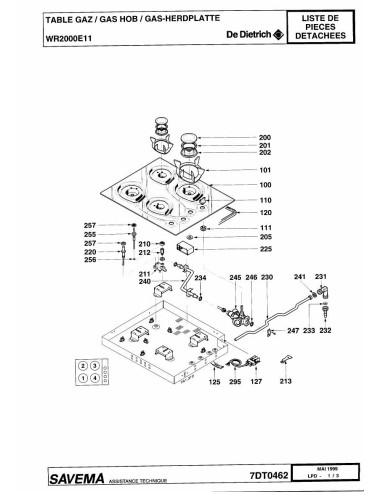 Pièces détachées DE DIETRICH WR2000E1 7DT0462 Annee 0 7DT0462 