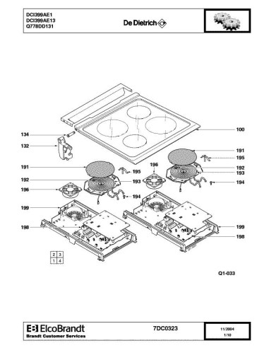 Pièces détachées DE DIETRICH DCI399AE1 DCI399AE13 7DC0323 Annee 0 7DC0323 