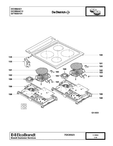 Pièces détachées DE DIETRICH DCI399AE1 DCI399AE13 7DC0323 