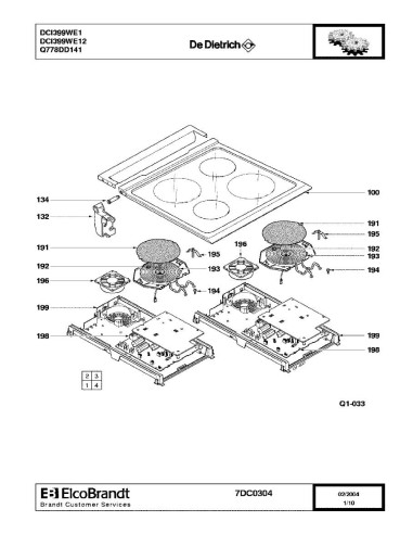 Pièces détachées DE DIETRICH DCI399WE1 DCI399WE11 DCI399WE12 DCI399WE13 7DC0324 