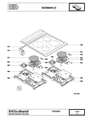 Pièces détachées DE DIETRICH DCI399XE1 DCI399XE12 7DC0325 Annee 0 7DC0325 