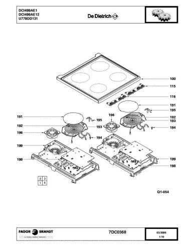 Pièces détachées DE DIETRICH DCI499AE1 7DC0332 7DC0368 Annee 0 7DC0368 