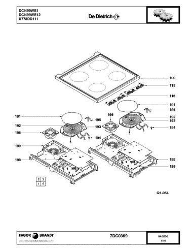 Pièces détachées DE DIETRICH DCI499WE1 7DC0331 7DC0369 Annee 0 7DC0369 