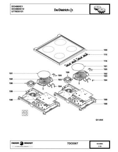 Pièces détachées DE DIETRICH DCI499XE1 DCI499XE11 7DC0333 7DC0367 Annee 0 7DC0367 