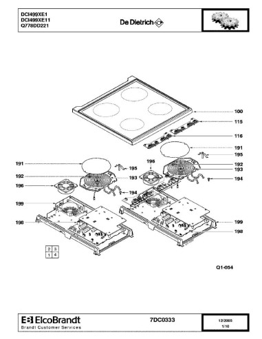 Pièces détachées DE DIETRICH DCI499XE1 7DC0333 7DC0367 DCI499XE11 