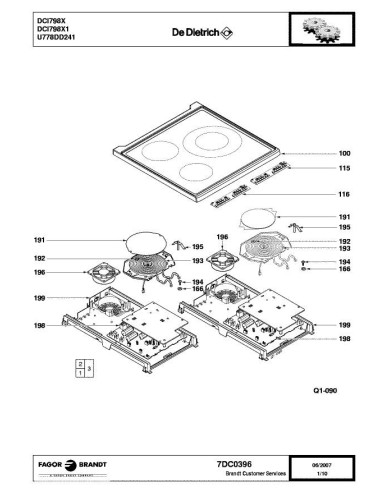 Pièces détachées DE DIETRICH DCI798X 7DC0396 Annee 0 7DC0396 