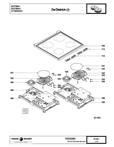 Pièces détachées DE DIETRICH DCI799A 7DC0399 Annee 0 7DC0399 