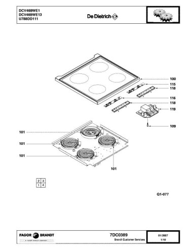 Pièces détachées DE DIETRICH DCV469WE1 7DC0334 7DC0366 7DC0389 Annee 0 7DC0389 