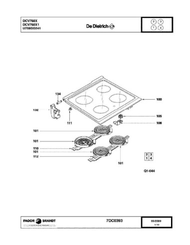 Pièces détachées DE DIETRICH DCV768X DCV768X1 7DC0393 