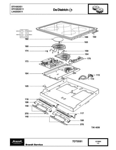 Pièces détachées DE DIETRICH DTI105XE1 7DT0581 Annee 0 7DT0581 