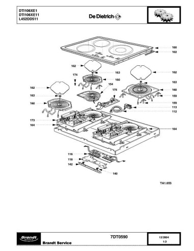 Pièces détachées DE DIETRICH DTI106XE1 7DT0590 Annee 0 7DT0590 