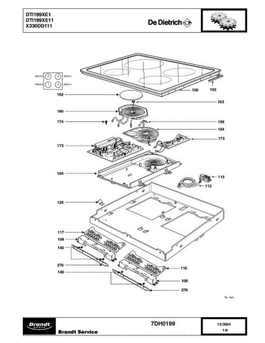 Pièces détachées DE DIETRICH DTI199XE1 DTI199XE11 7DH0199 Annee 0 7DH0199 