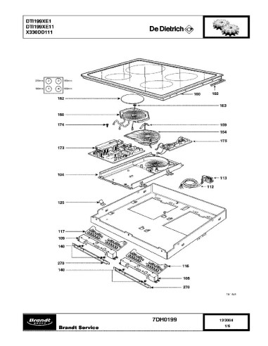 Pièces détachées DE DIETRICH DTI199XE1 DTI199XE11 7DH0199 