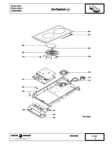 Pièces détachées DE DIETRICH DTI301XD1 8X0266 Annee 0 8X0266 