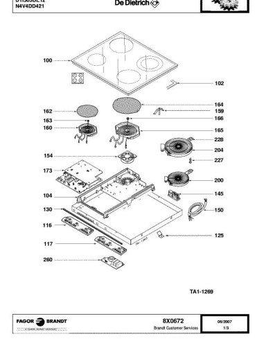 Pièces détachées DE DIETRICH DTI303BE1 8X0672 8X0677 Annee 0 8X0672 