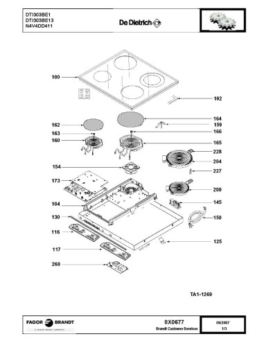 Pièces détachées DE DIETRICH DTI303BE1 8X0672 8X0677 Annee 0 8X0677 