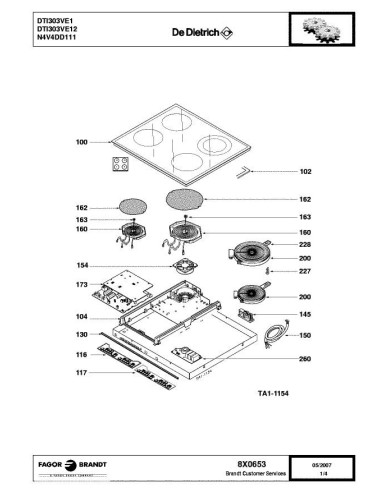 Pièces détachées DE DIETRICH DTI303VE1 7DT0937 8X0653 Annee 0 8X0653 