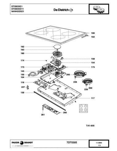 Pièces détachées DE DIETRICH DTI303XE1 7DT0305 8X0650 Annee 0 7DT0305 