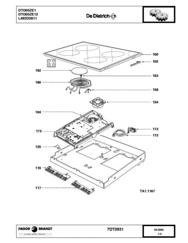Pièces détachées DE DIETRICH DTI305ZE1 7DT0931 Annee 0 7DT0931 