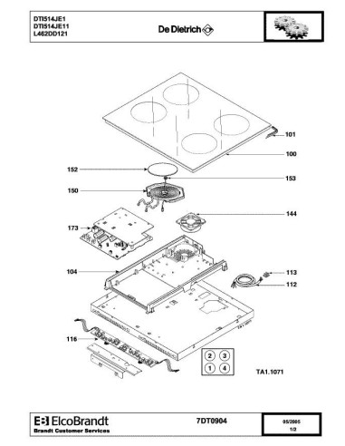 Pièces détachées DE DIETRICH DTI514JE1 7DT0904 Annee 0 7DT0904 