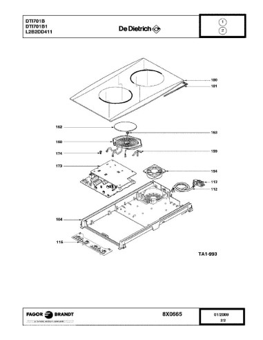 Pièces détachées DE DIETRICH DTI701B DTI701B1 8X0665 