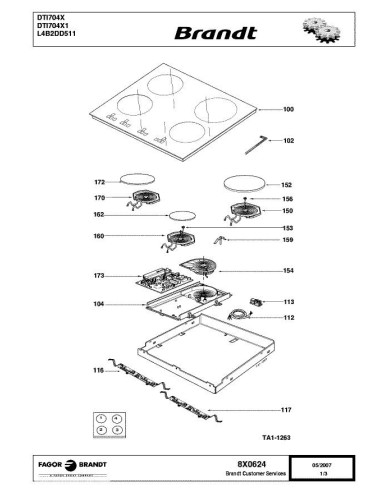 Pièces détachées DE DIETRICH DTI704X 8X0624 Annee 0 8X0624 